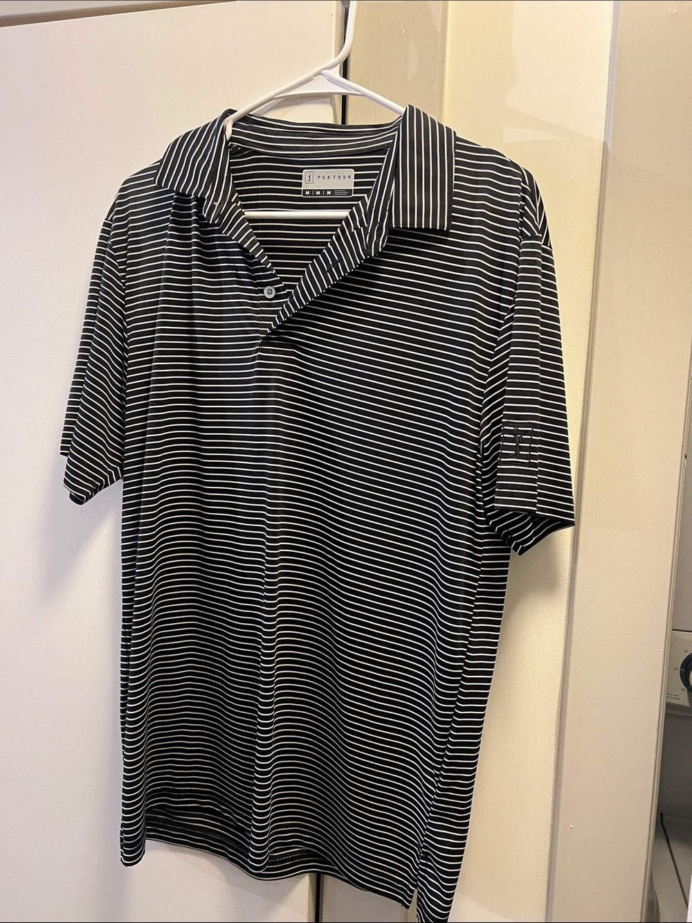 PGA Tour Black and White Striped Polo